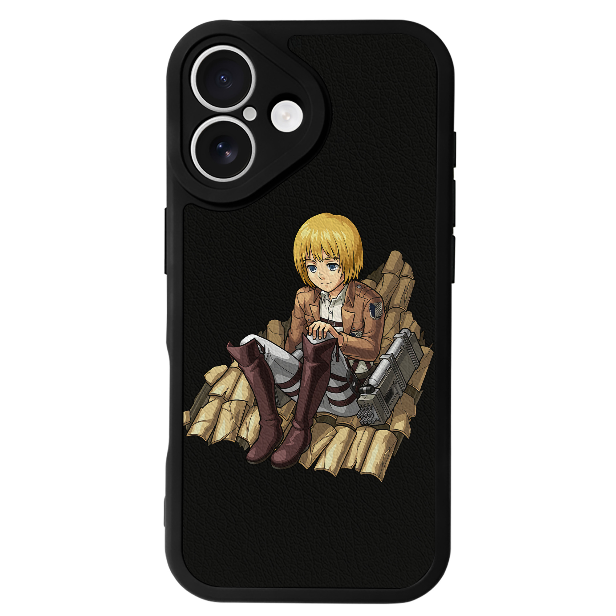 （画像用） 進撃の巨人 アルミン·アルレルト Attack on Titan Armin Arlert 【iPhone 16シリーズ対応】シリコンスマホケース（レザー調） 材質：シリコン